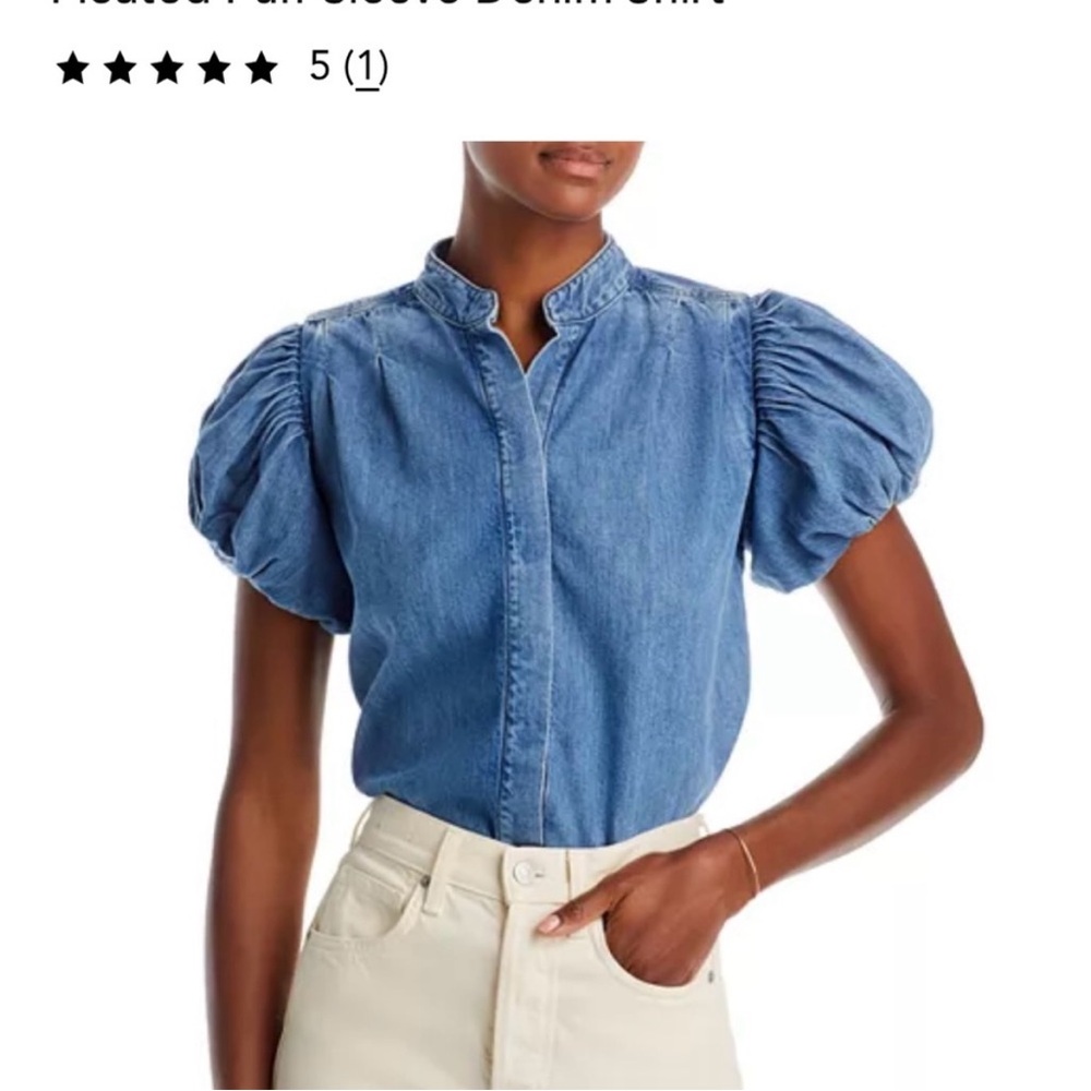 Frame Denim Blue Puff Sleeve Blouse